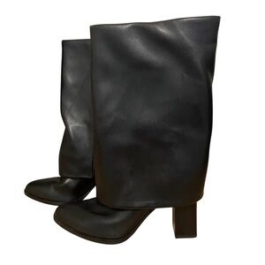 Marc Fisher Fold Over Faux Leather Black Fold Over Gaiter Block Heel Boots 7.5